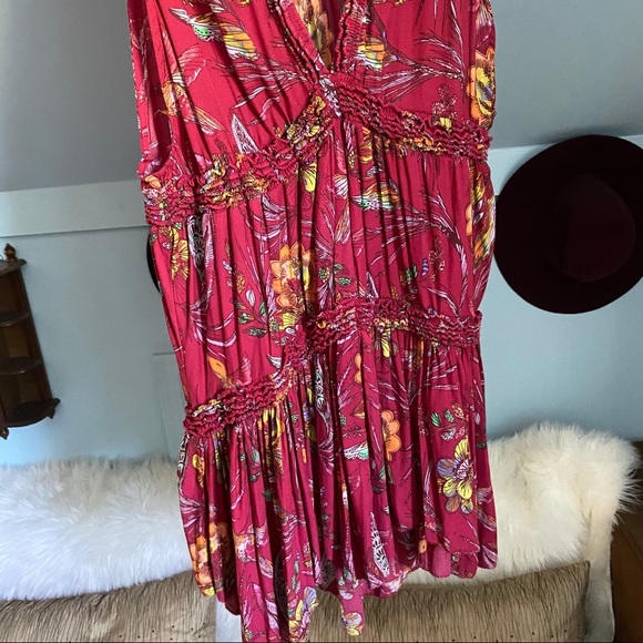 Free People Purple Haze Floral Top In Raspberry - Picture 10 of 16